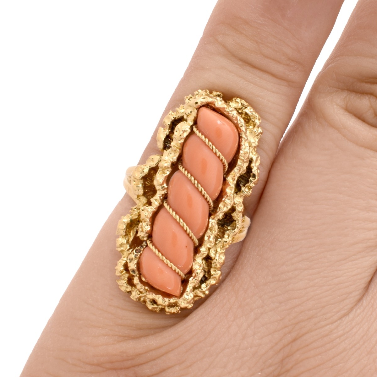 Italian Red Coral and 18K Ring