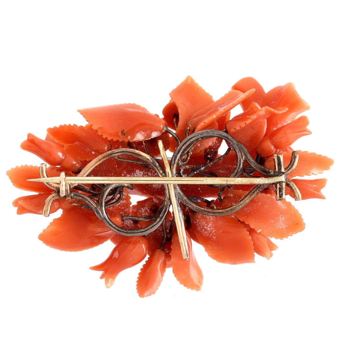 Antique Carved Red Coral Brooch