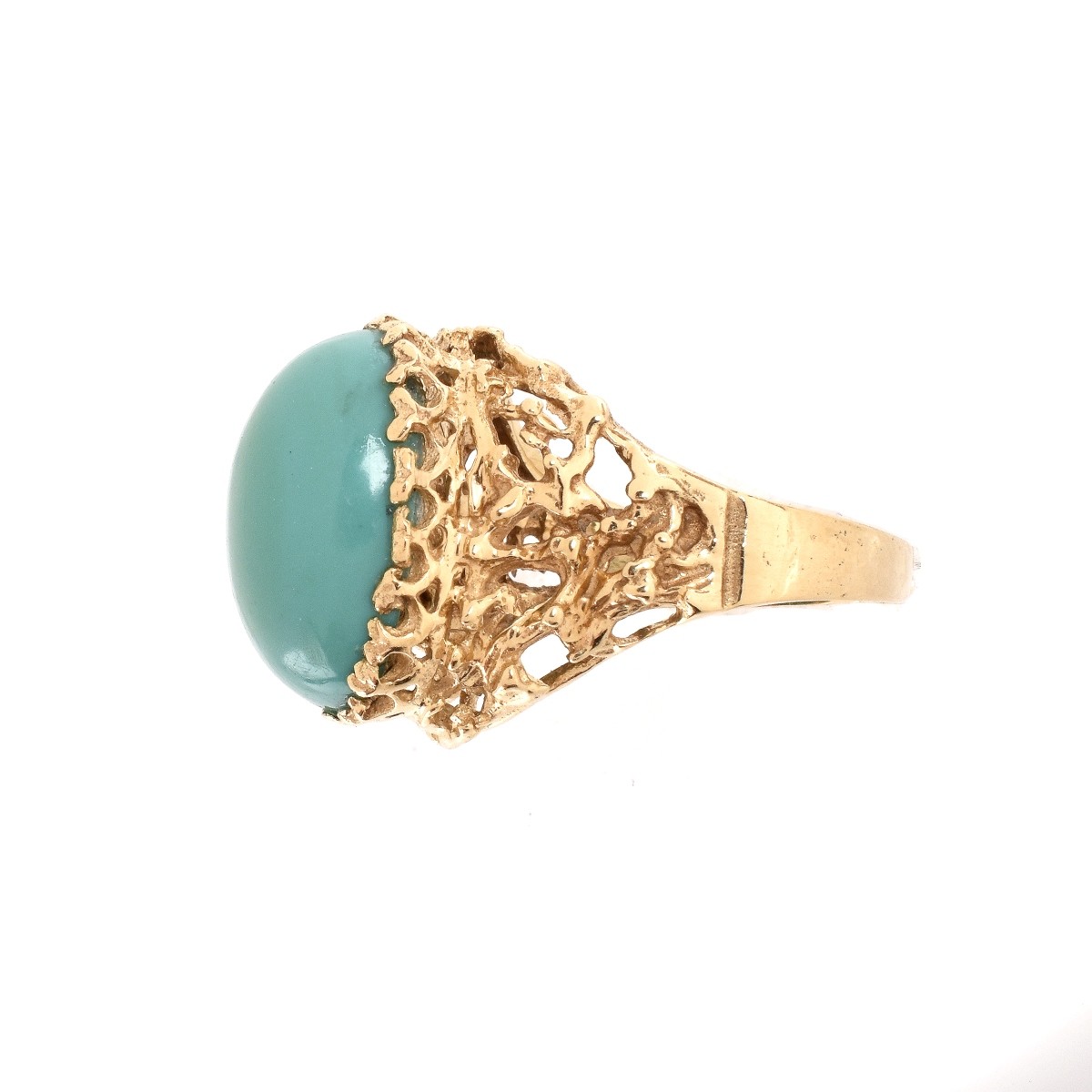 Vintage Persian Turquoise and 14K Ring