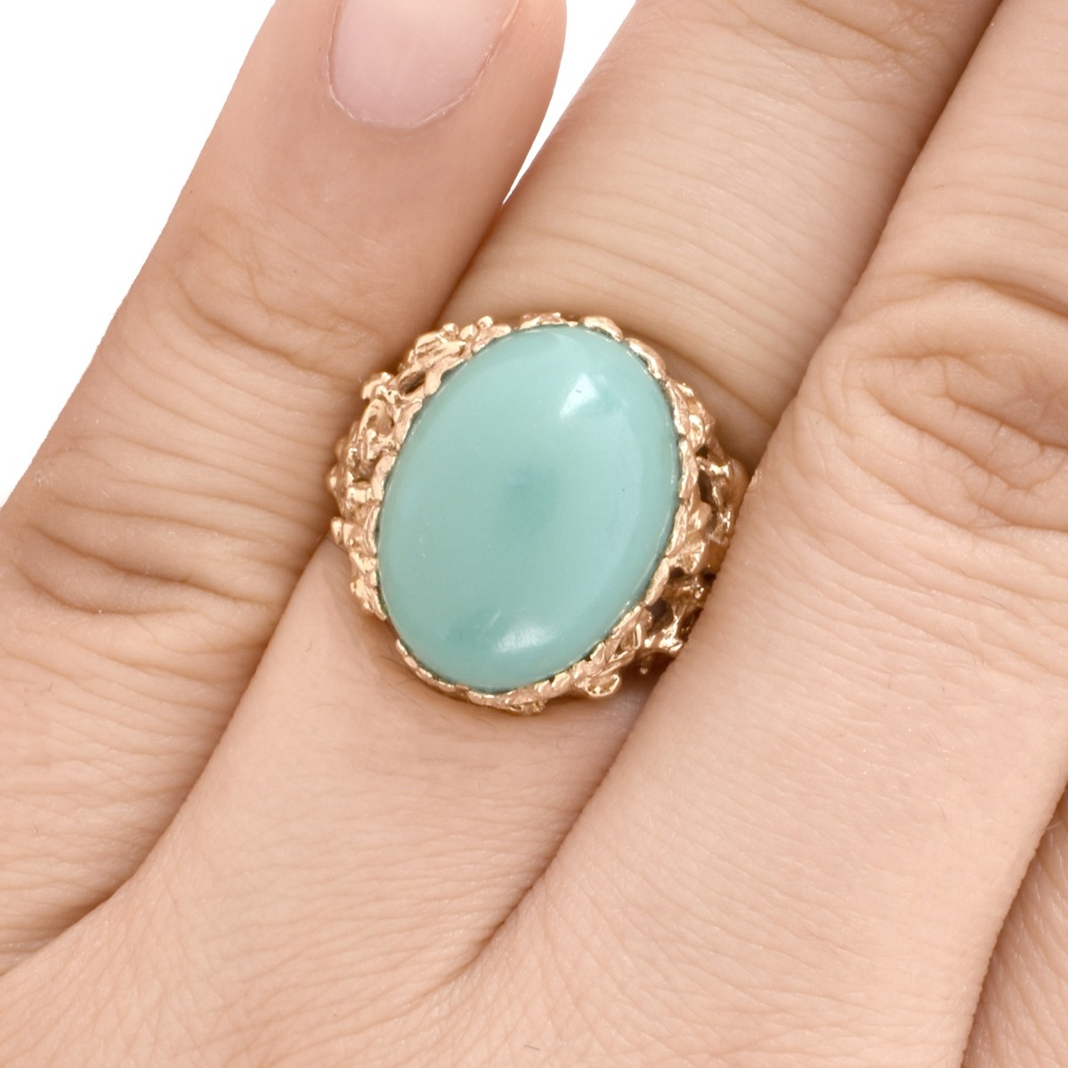 Vintage Persian Turquoise and 14K Ring