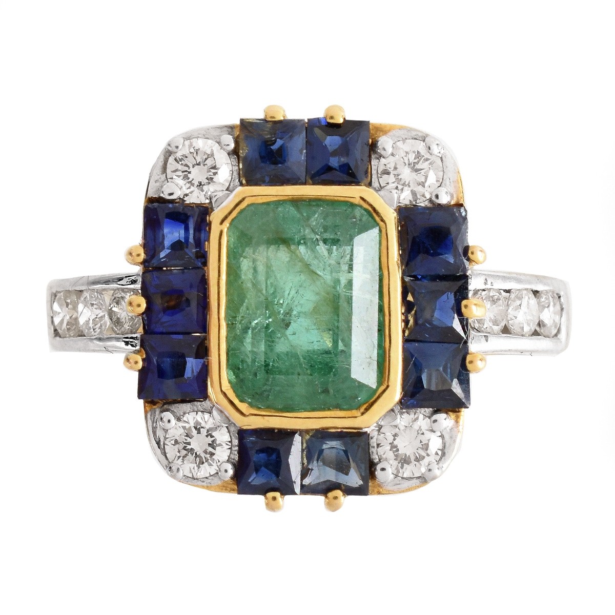 GAL Emerald, Sapphire, Diamond and 18K Ring