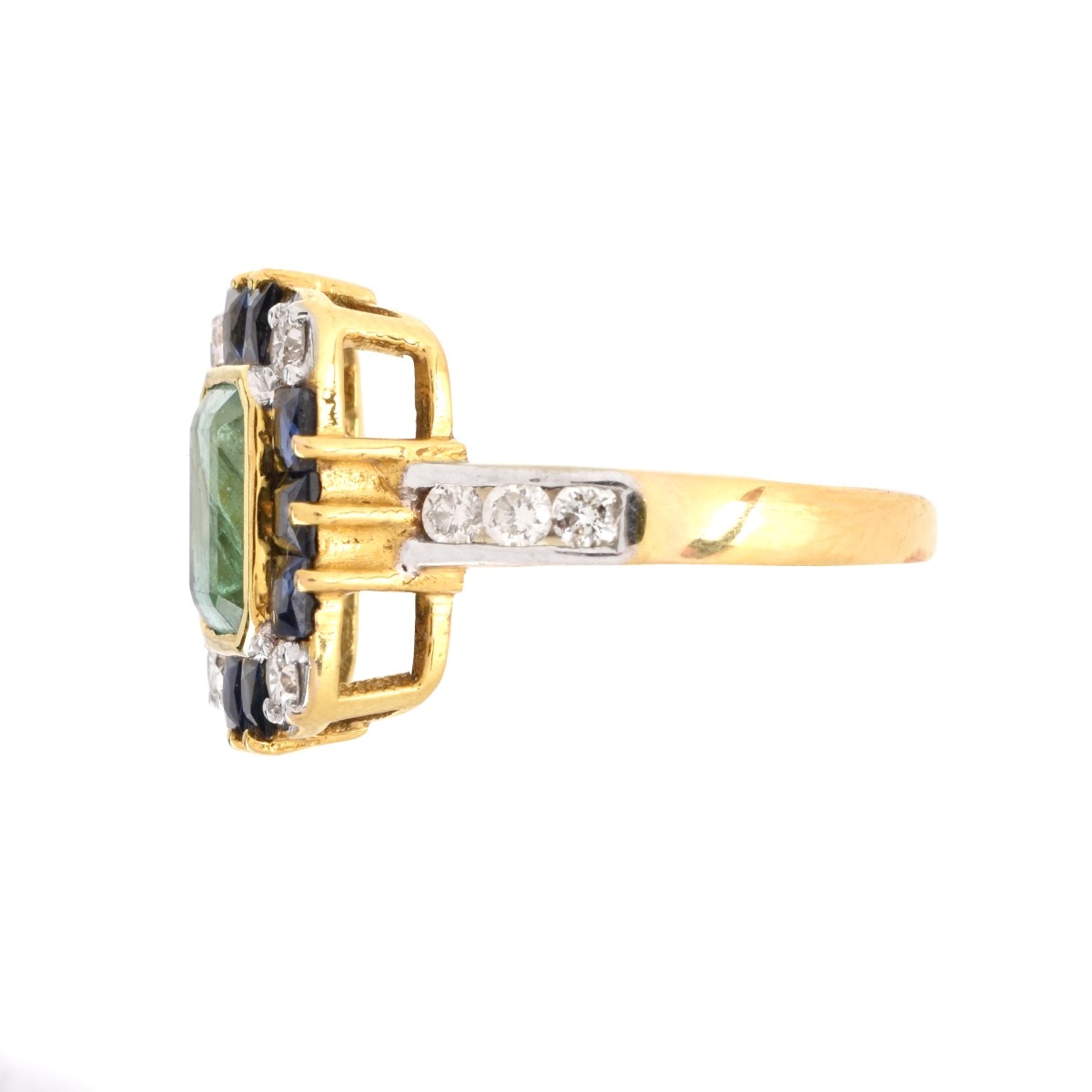 GAL Emerald, Sapphire, Diamond and 18K Ring