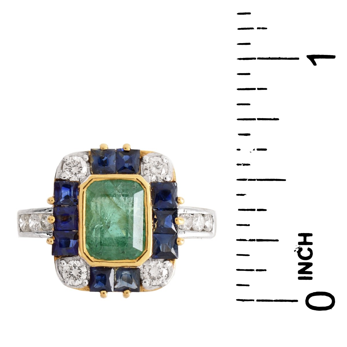 GAL Emerald, Sapphire, Diamond and 18K Ring