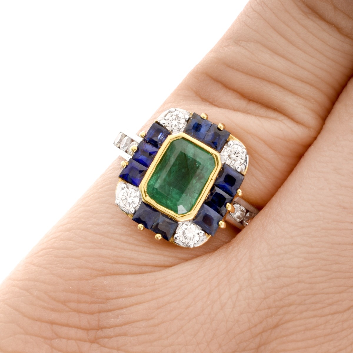 GAL Emerald, Sapphire, Diamond and 18K Ring