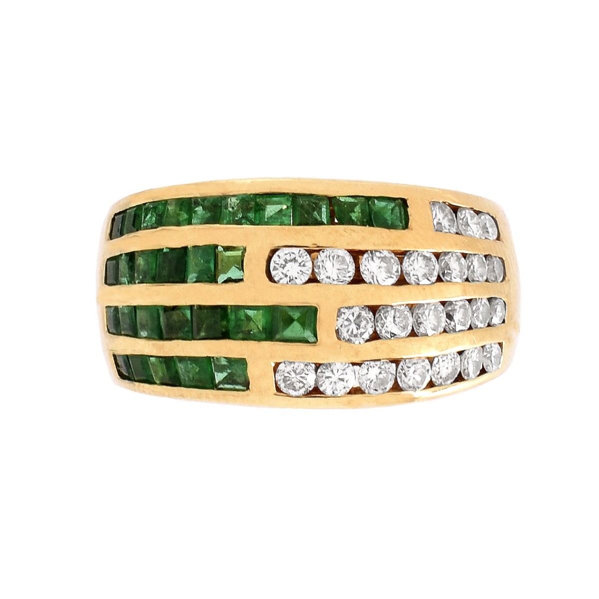 Emerald, Diamond and 18K Ring