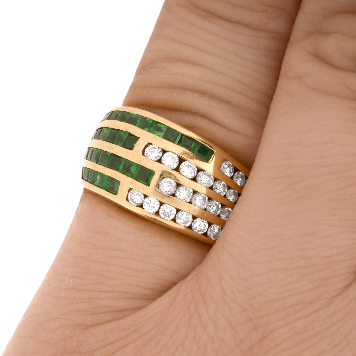 Emerald, Diamond and 18K Ring