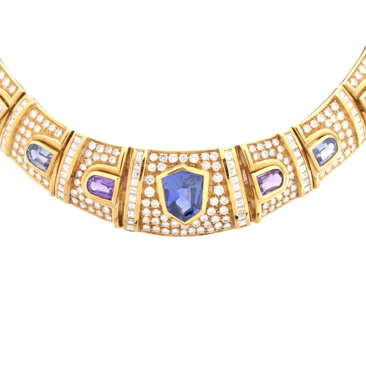 Vintage Sapphire, Diamond and 18K Necklace