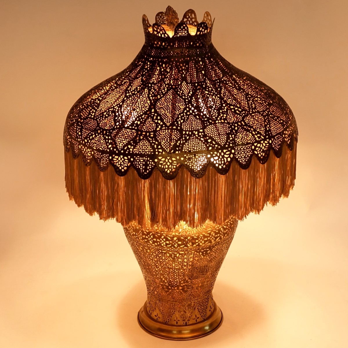 Antique Pierced Brass Moorish Lamp