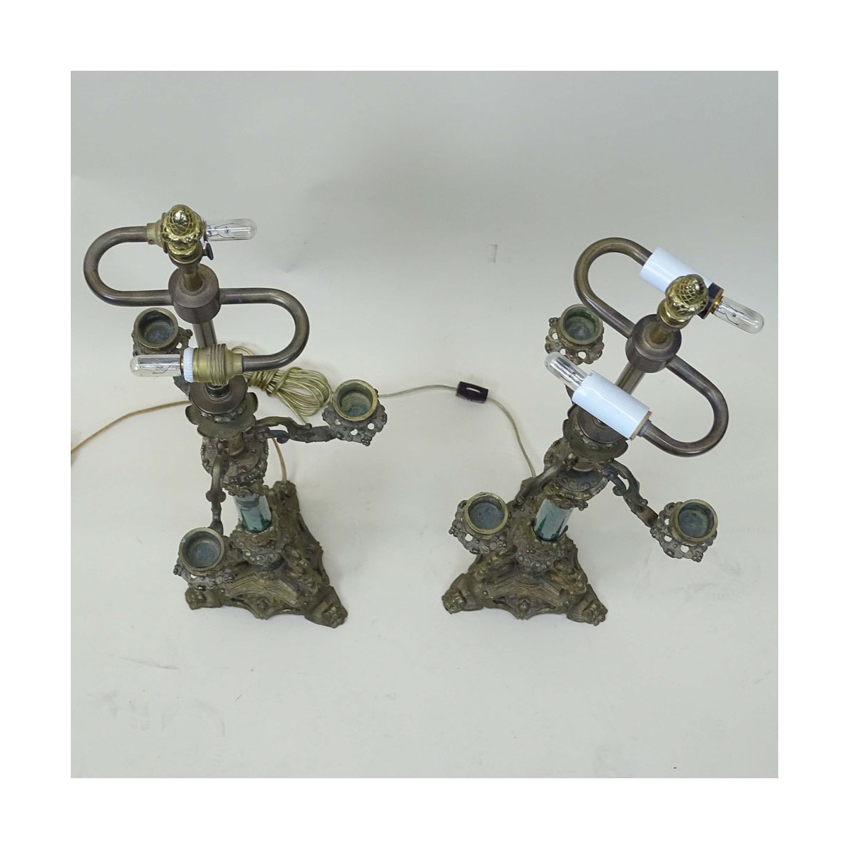 Pair Mid-Century Bronze Candelabra