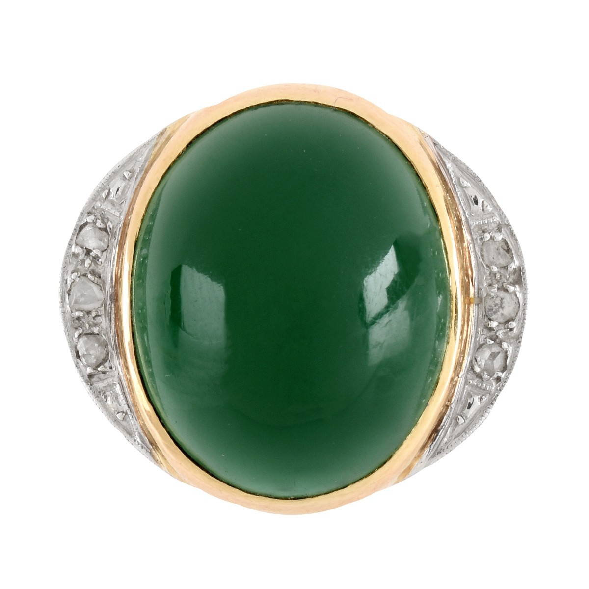 Chrysoprase, Diamond and 14K Ring