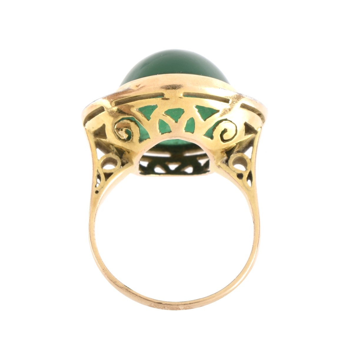 Chrysoprase, Diamond and 14K Ring