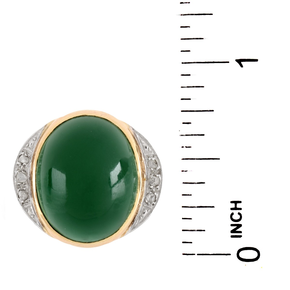 Chrysoprase, Diamond and 14K Ring