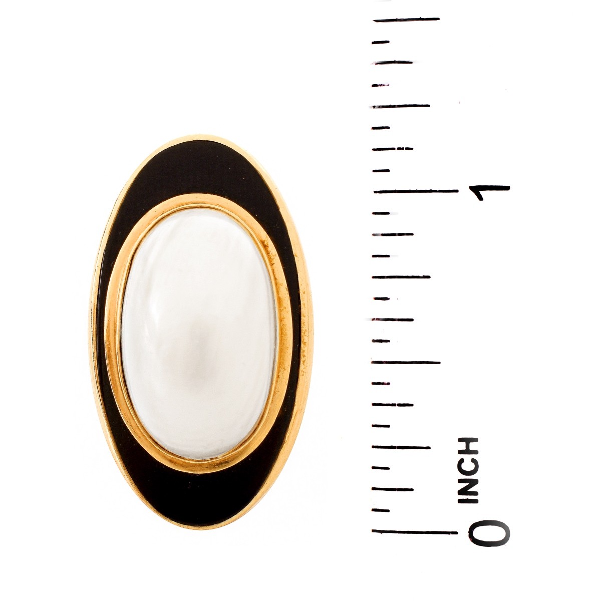 Mabe Pearl, Onyx and 14K Ring