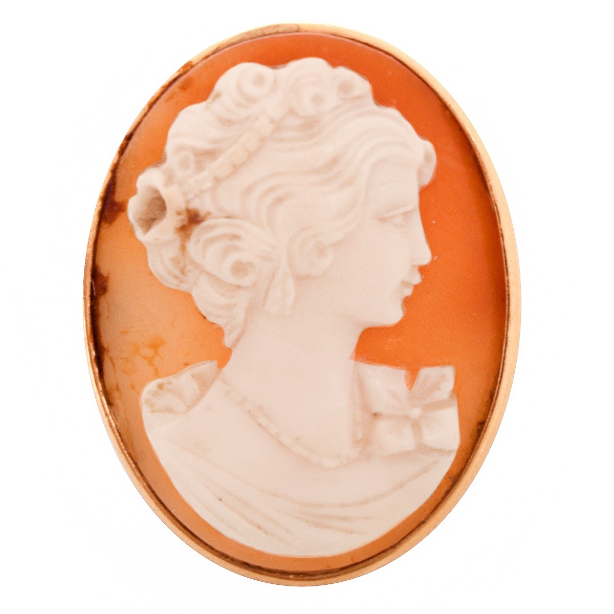 Carved Shell Cameo and 14K Ring