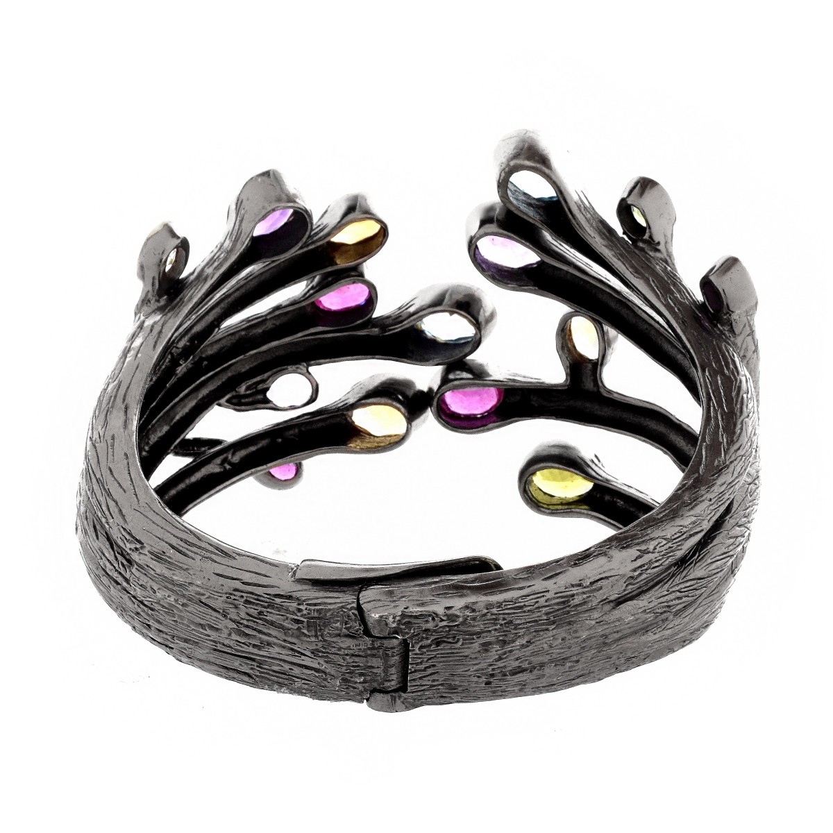 Art Jouel Gemstone and Silver Cuff Bangle