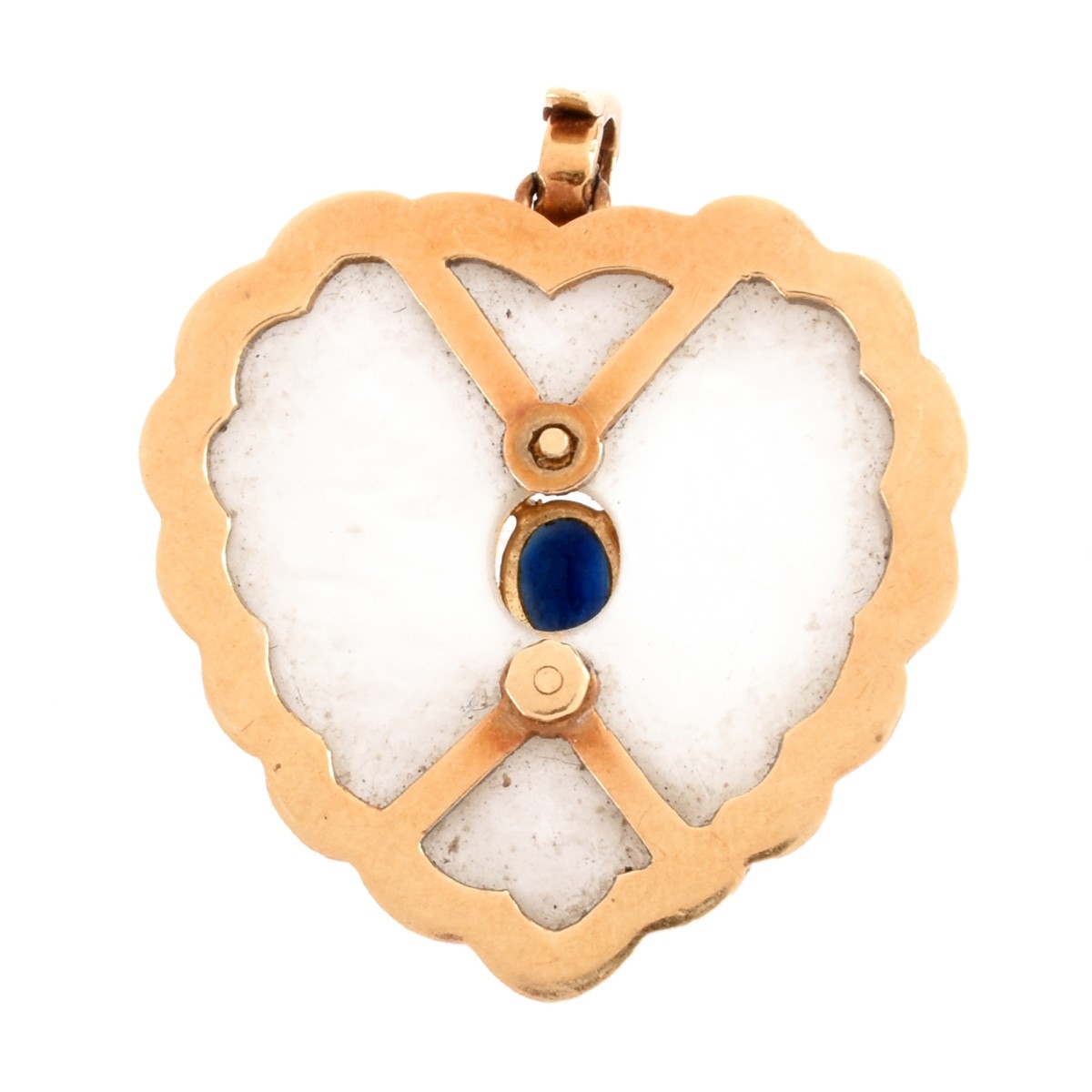 Sapphire, Diamond, MOP and 14K Pendant