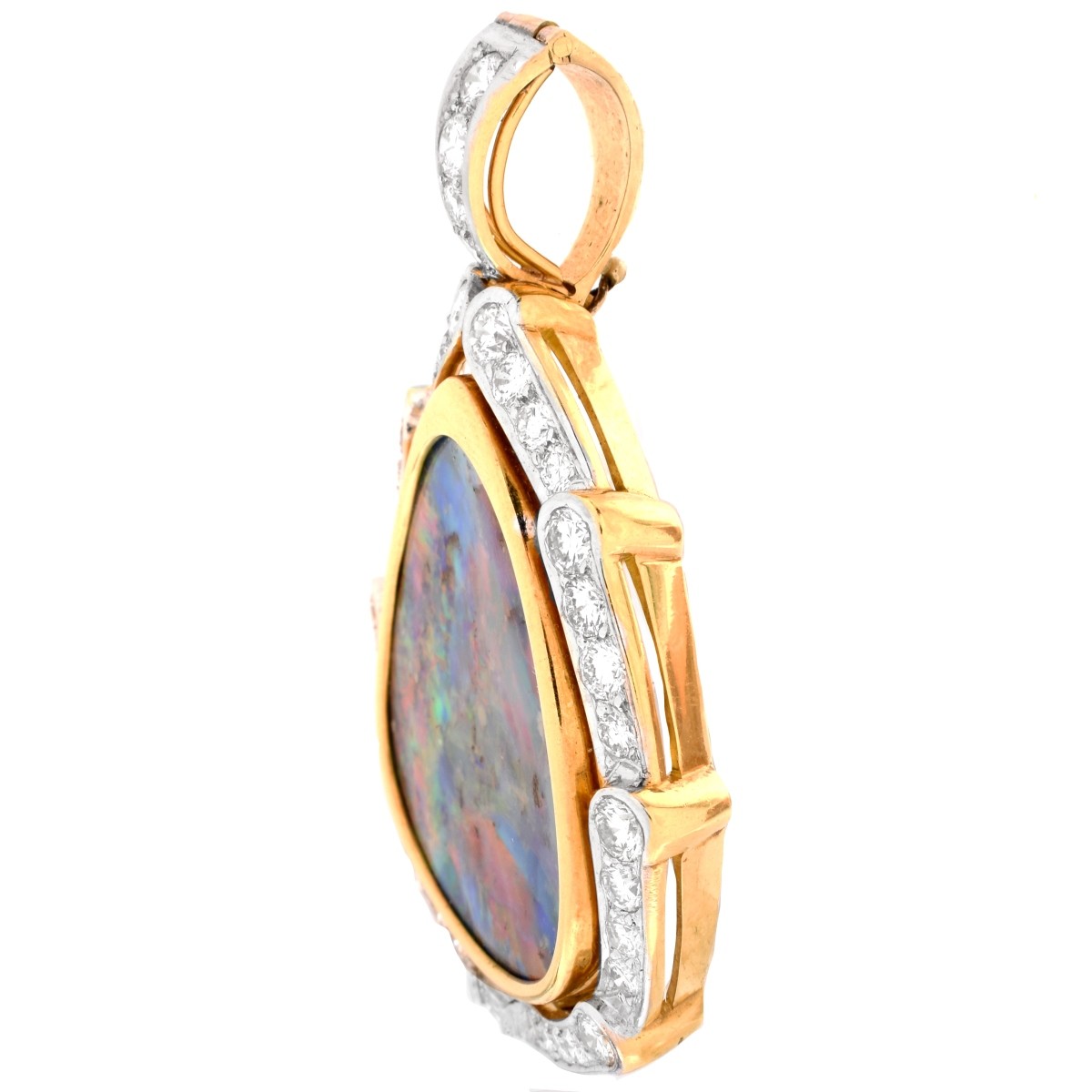 Australian Black Opal, Diamond 18K Pendant.