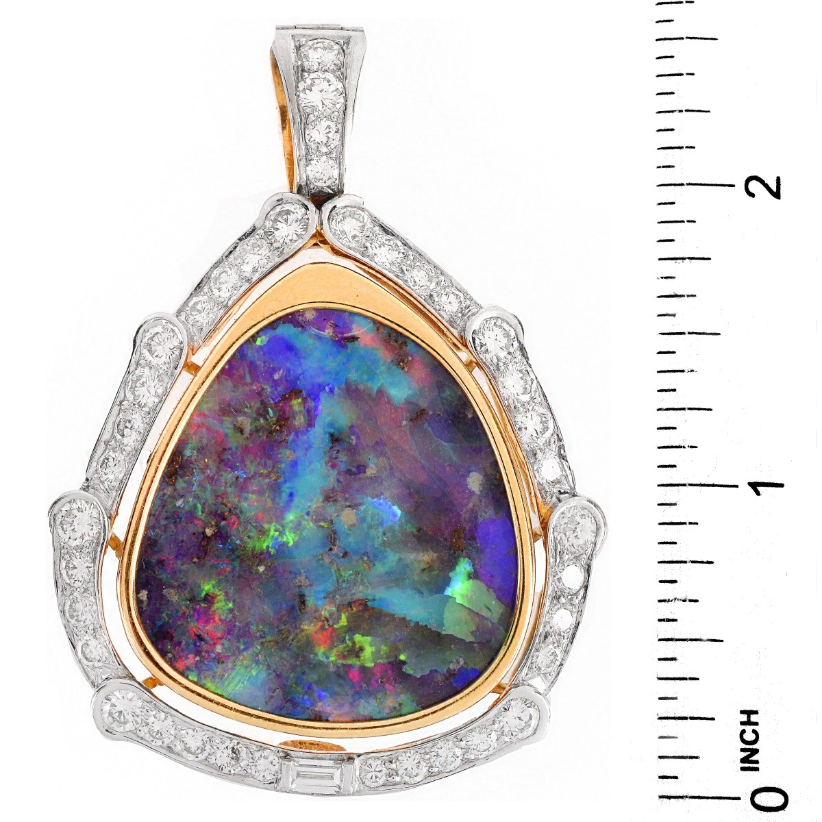 Australian Black Opal, Diamond 18K Pendant.