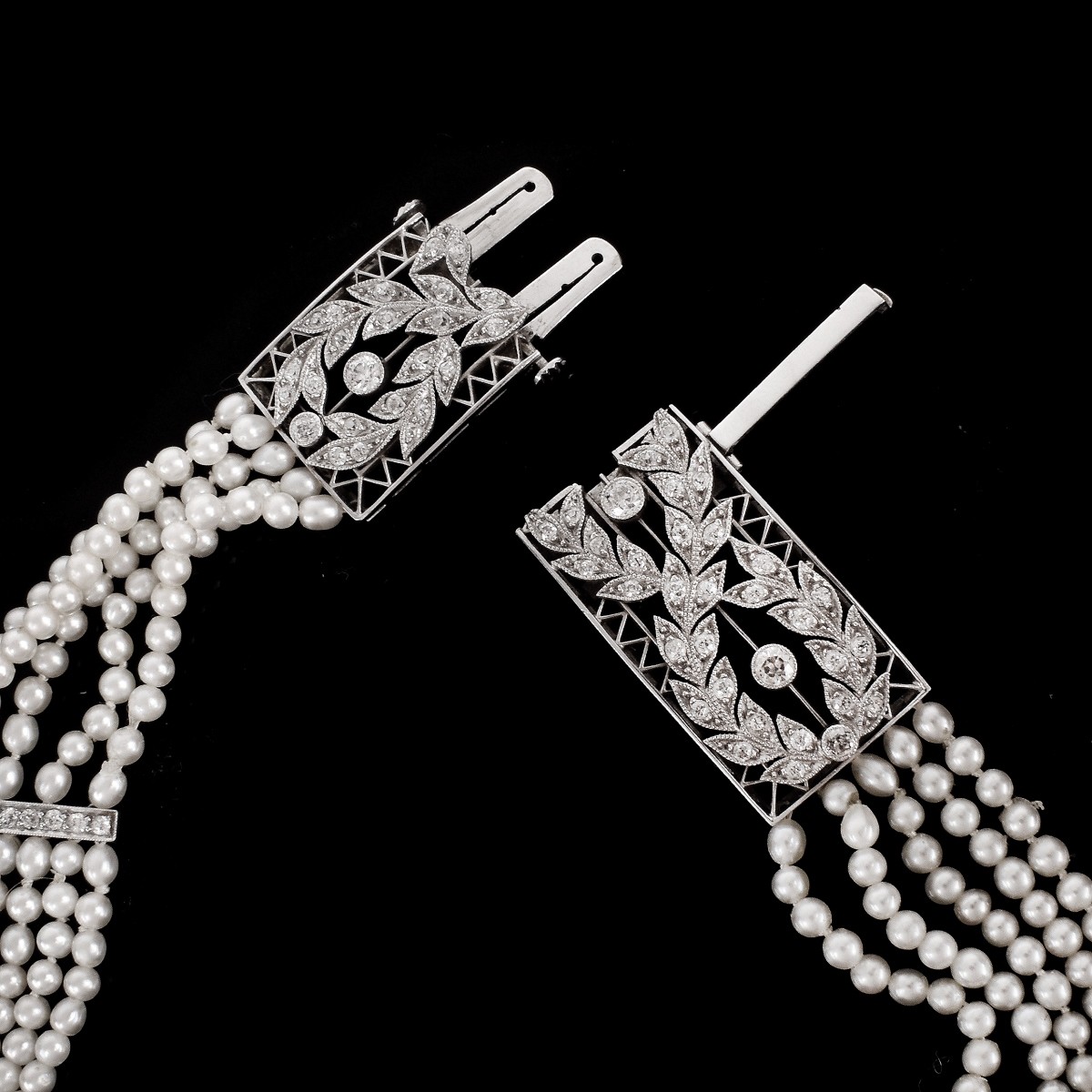 Edwardian Diamond, Pearl and Platinum Necklace