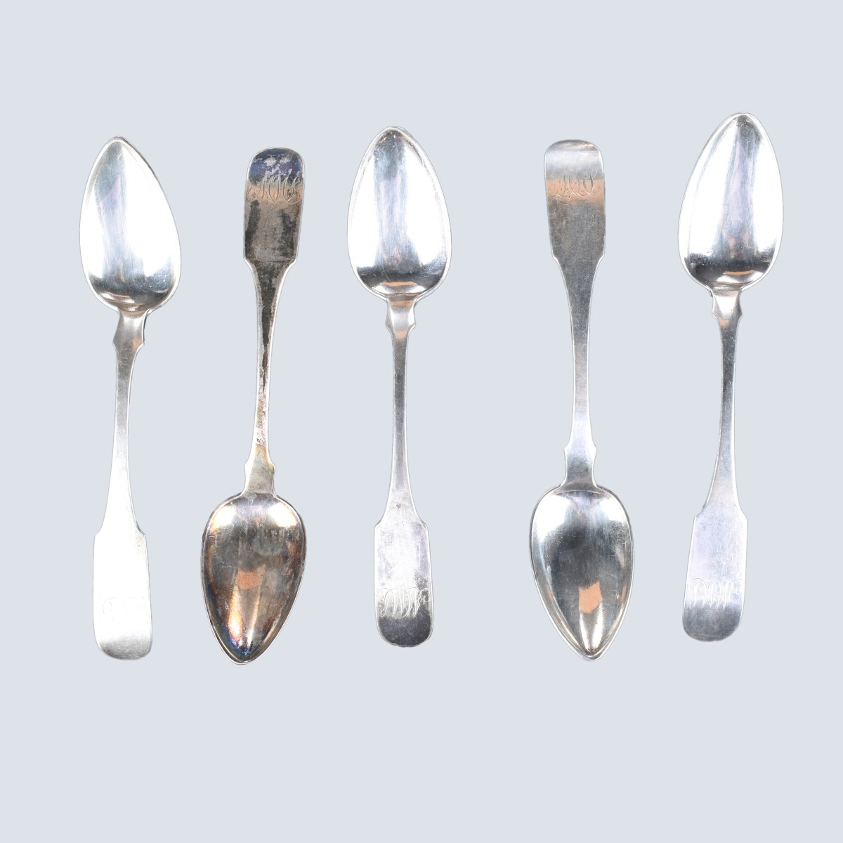 Five 19C Coin Silver Spoons