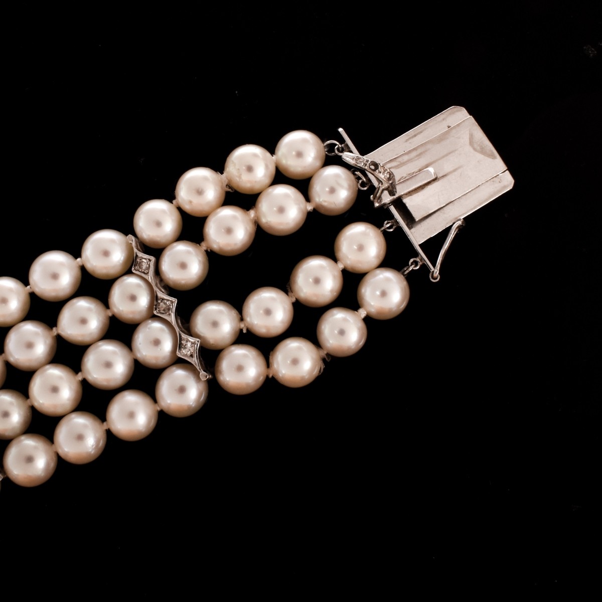 Vintage Pearl, Diamond and 14K Bracelet