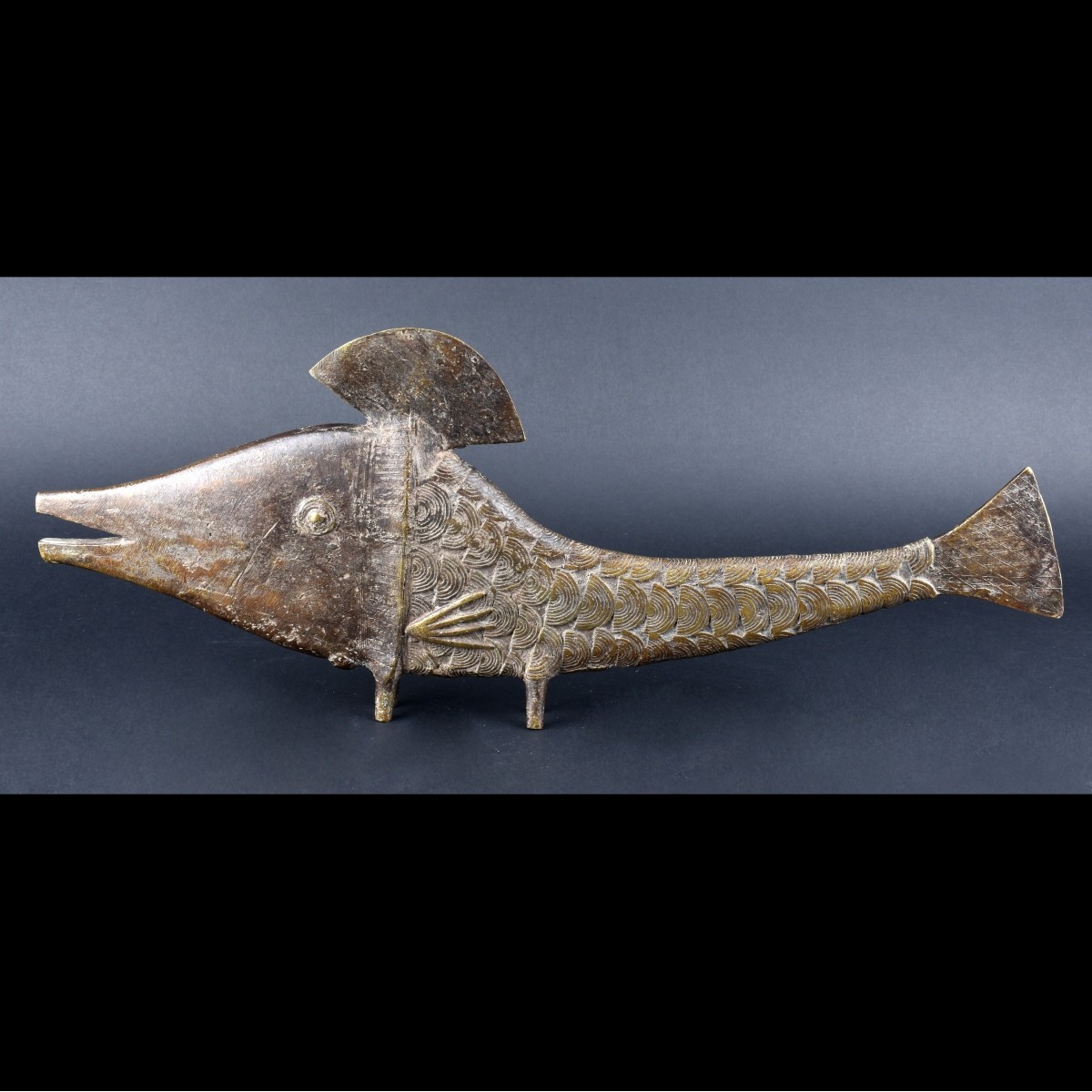 African Benin Bronze Fish Sculpture