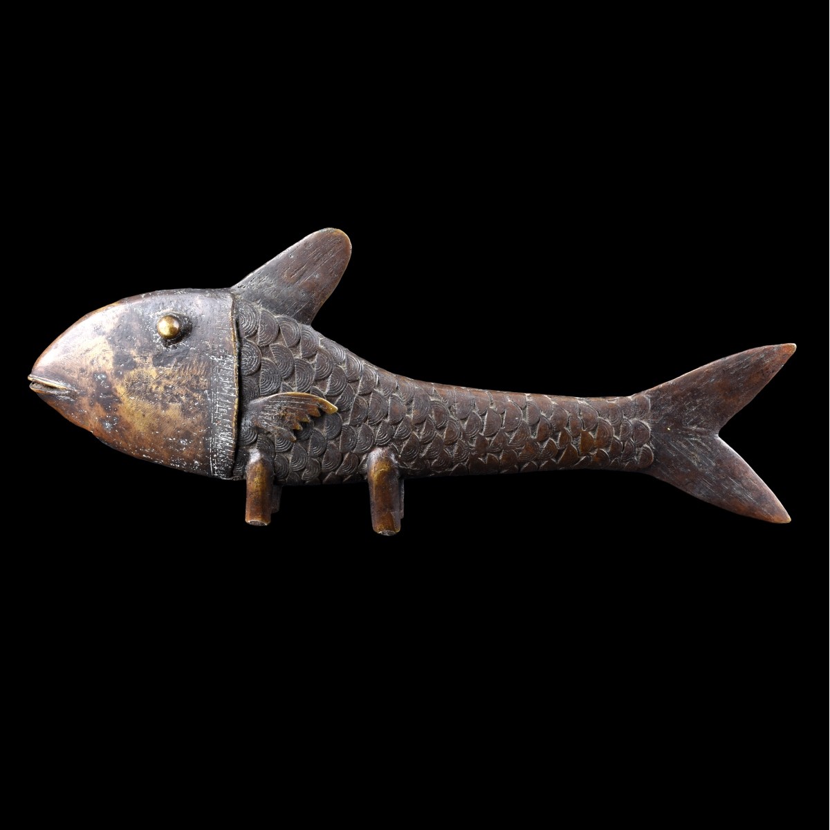 African Benin Bronze Fish Sculpture