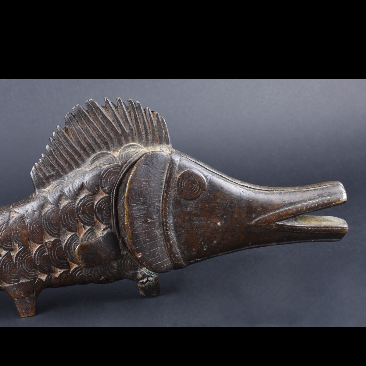 African Benin Bronze Fish Sculpture