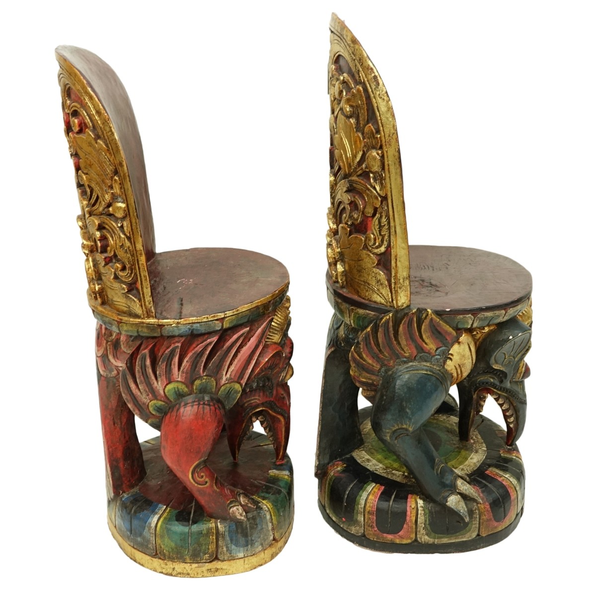 Pair of Balinese Polychrome Lacquered Chairs