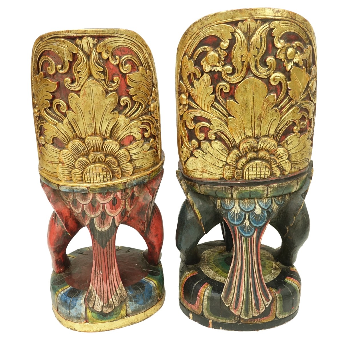 Pair of Balinese Polychrome Lacquered Chairs