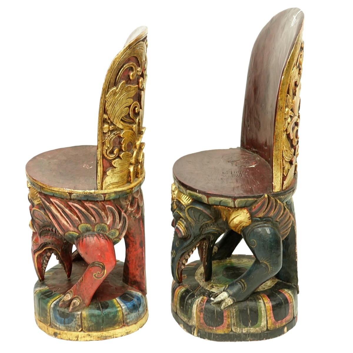 Pair of Balinese Polychrome Lacquered Chairs