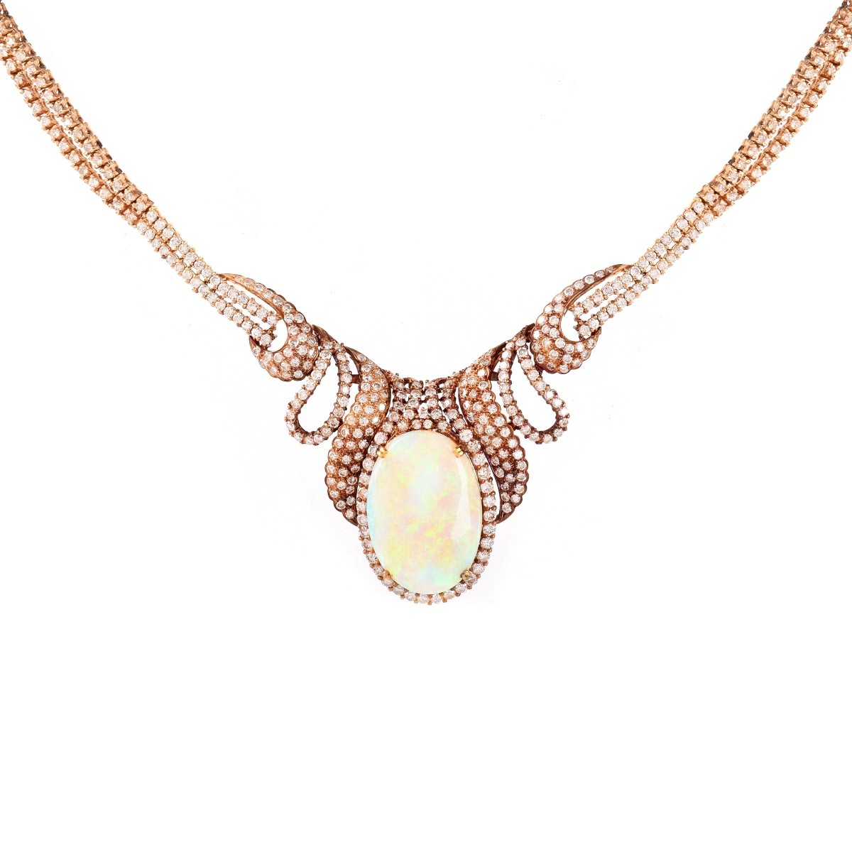 Opal, Diamond and 18K Necklace