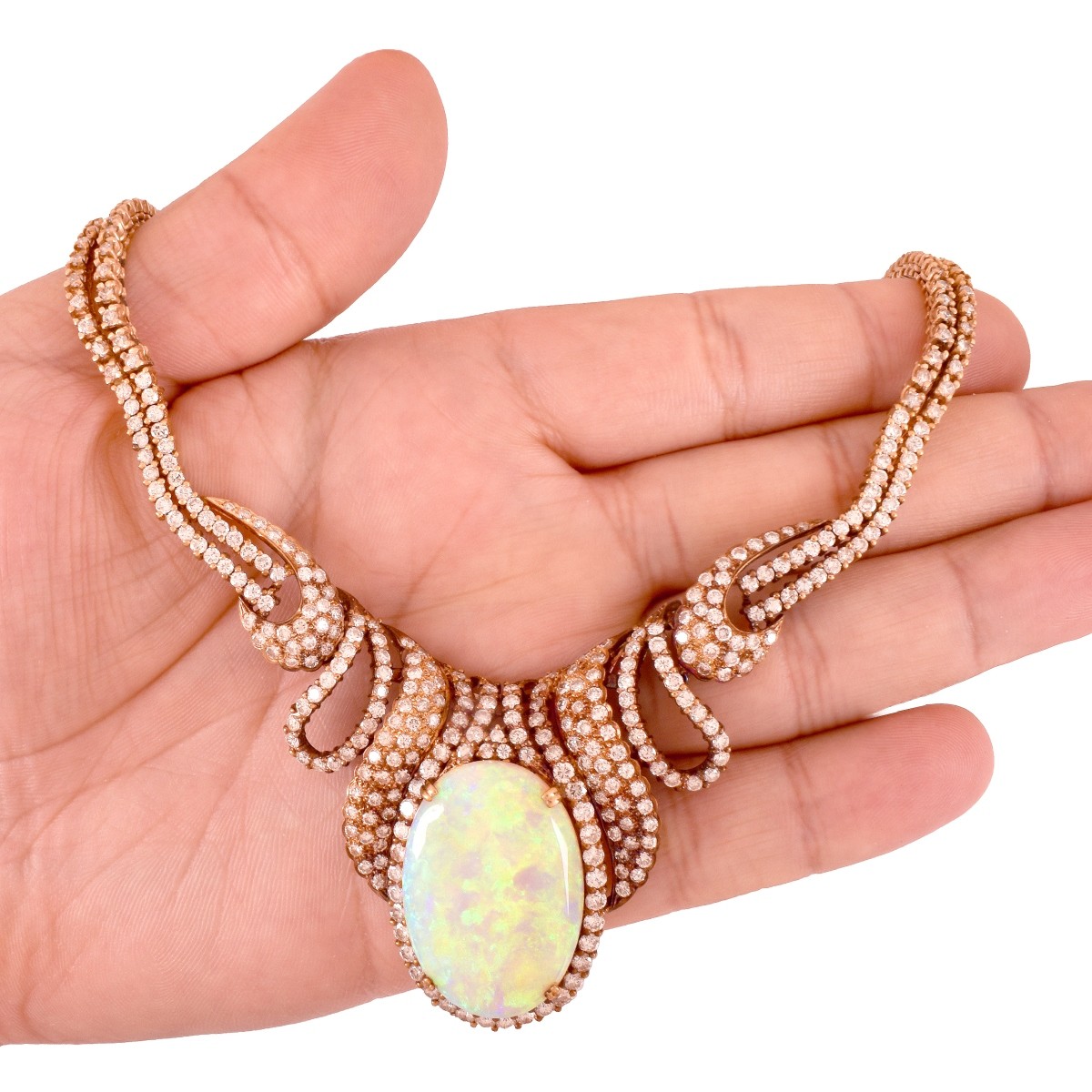 Opal, Diamond and 18K Necklace