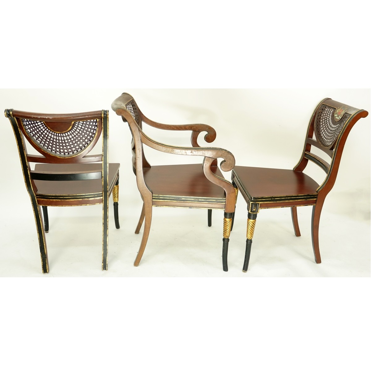 Three Cane Back Chairs