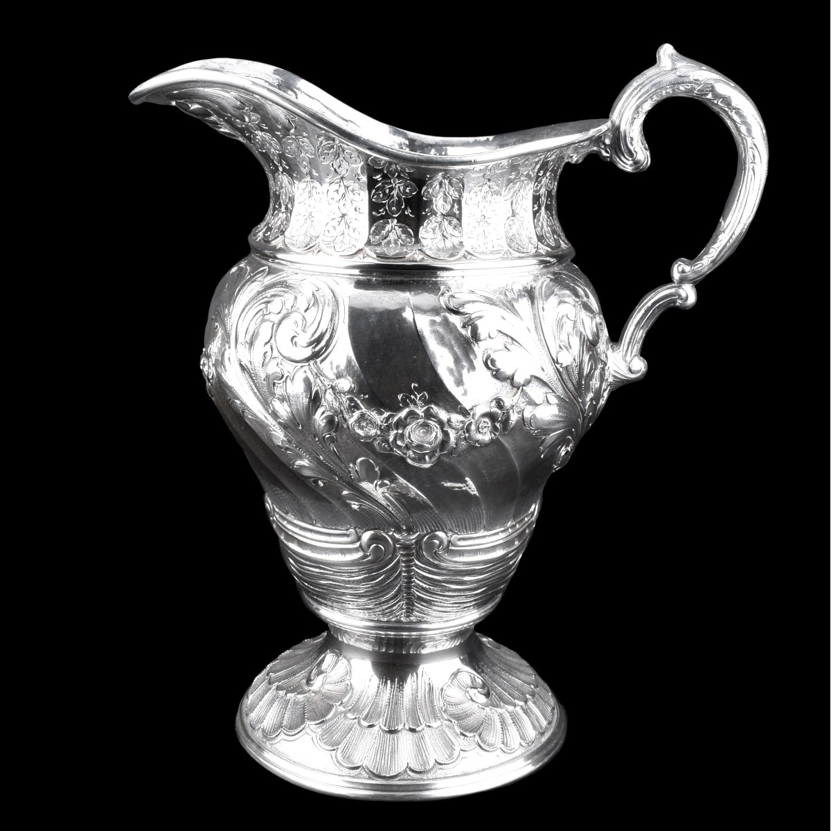 19/20th C. Repousse Silver Plate Water Pitcher