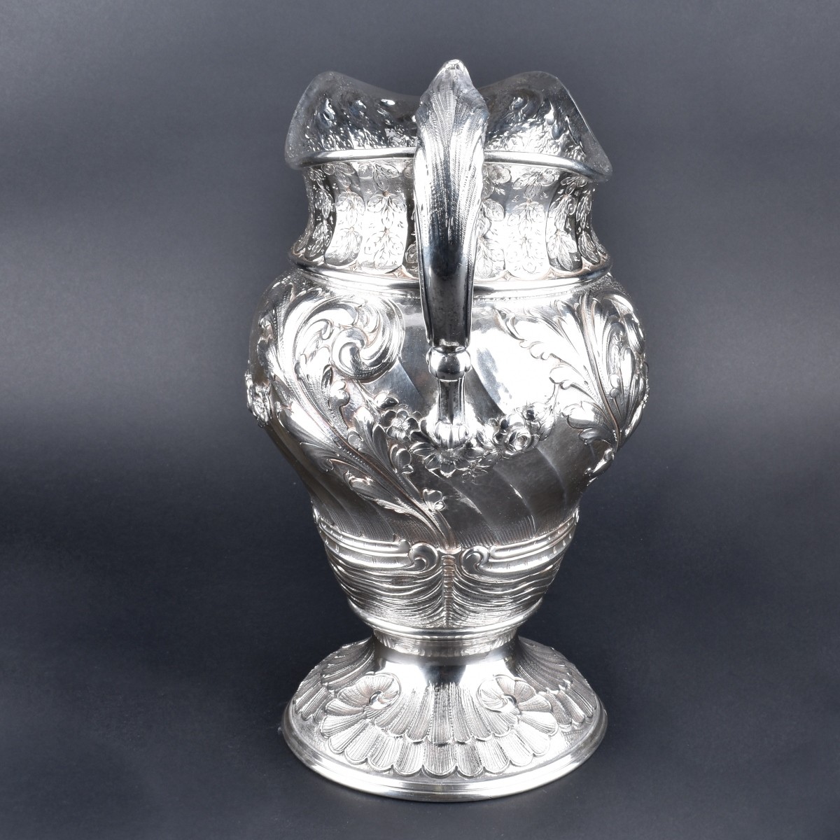 19/20th C. Repousse Silver Plate Water Pitcher