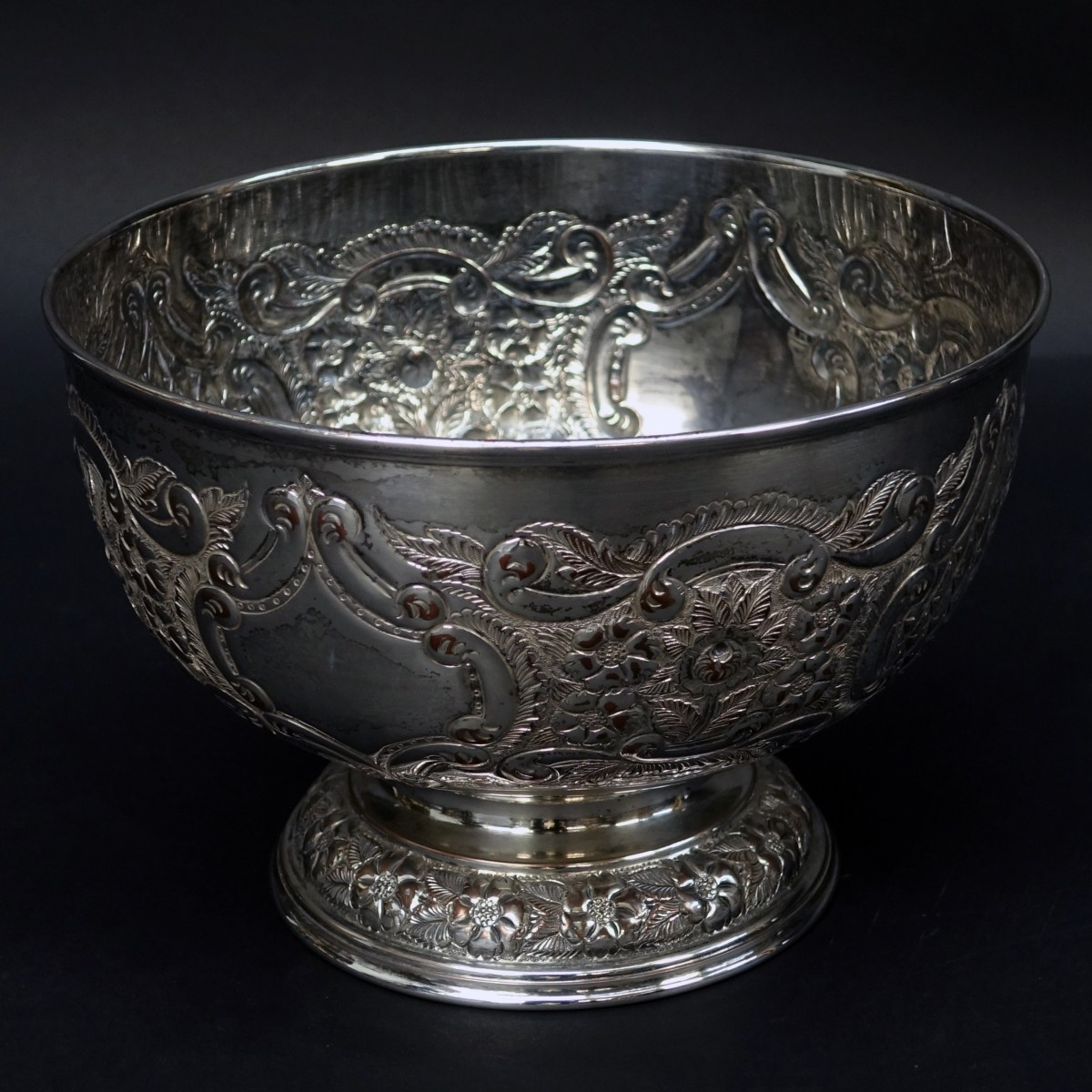 19/20th C. Repousse Silver Plate Centerpiece Bowl