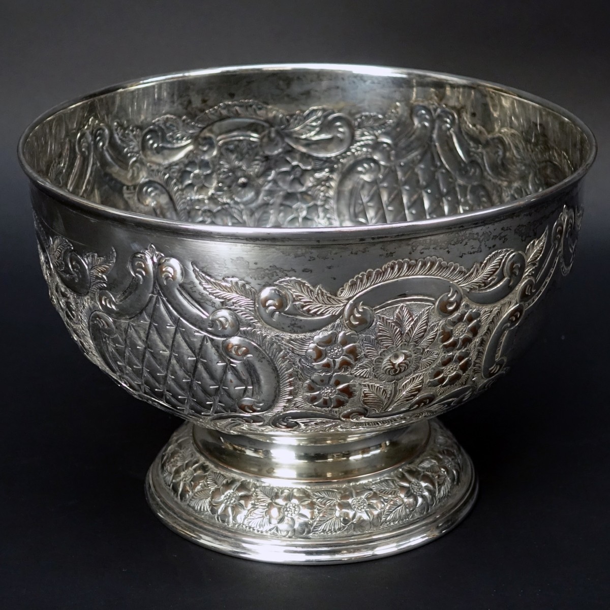 19/20th C. Repousse Silver Plate Centerpiece Bowl