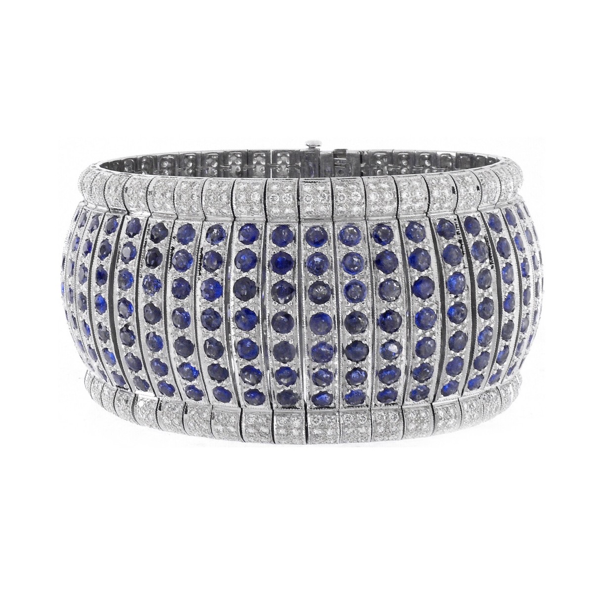 29.0ct TW Sapphire, Diamond and 18K Wide Bracelet