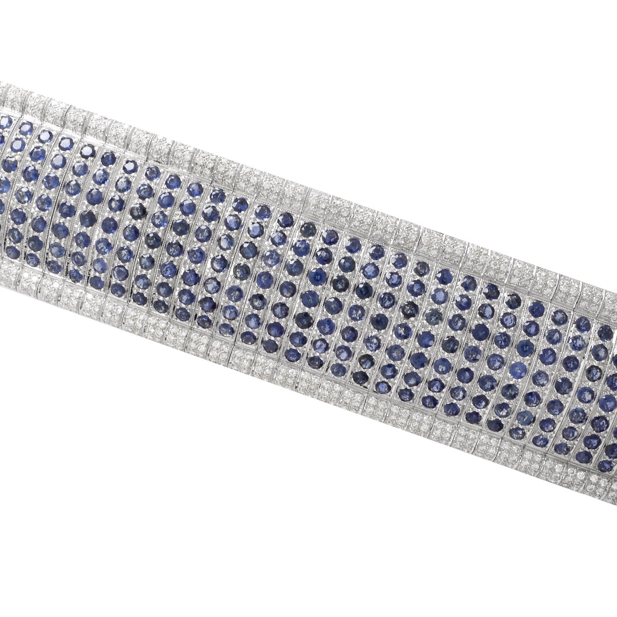 29.0ct TW Sapphire, Diamond and 18K Wide Bracelet