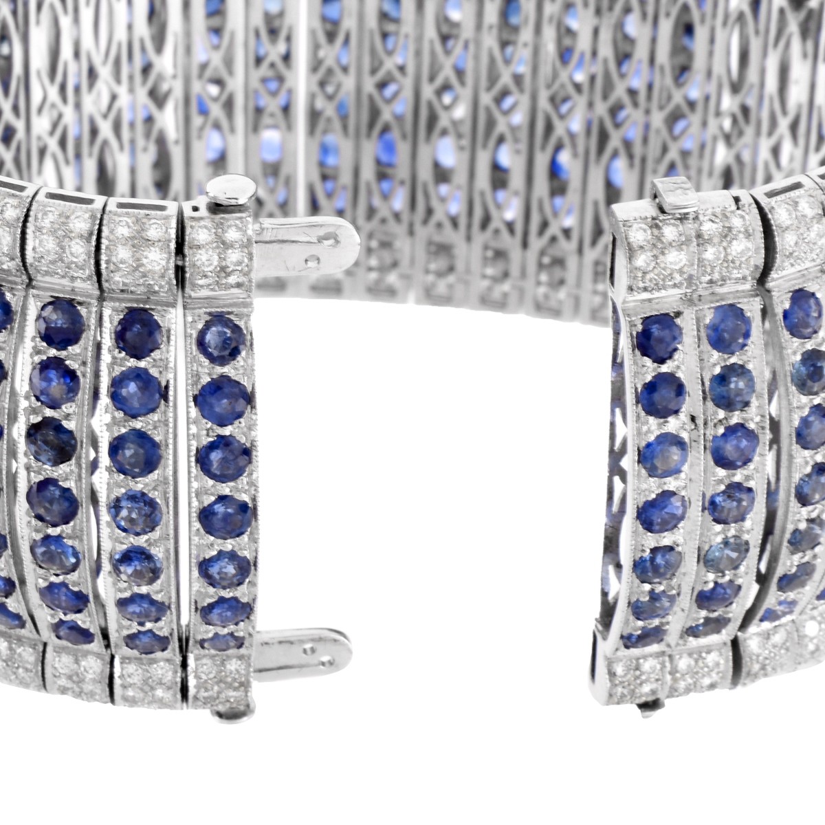 29.0ct TW Sapphire, Diamond and 18K Wide Bracelet