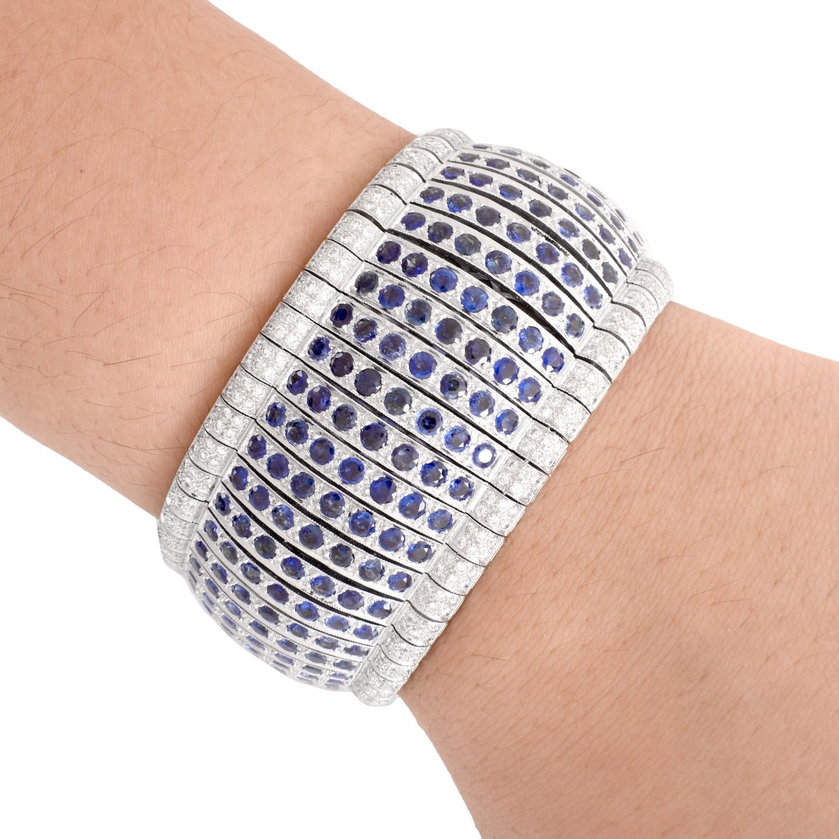 29.0ct TW Sapphire, Diamond and 18K Wide Bracelet