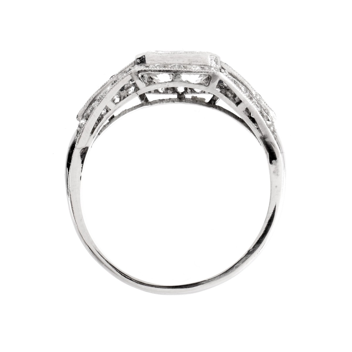 Art Deco Diamond, Sapphire and Platinum Ring
