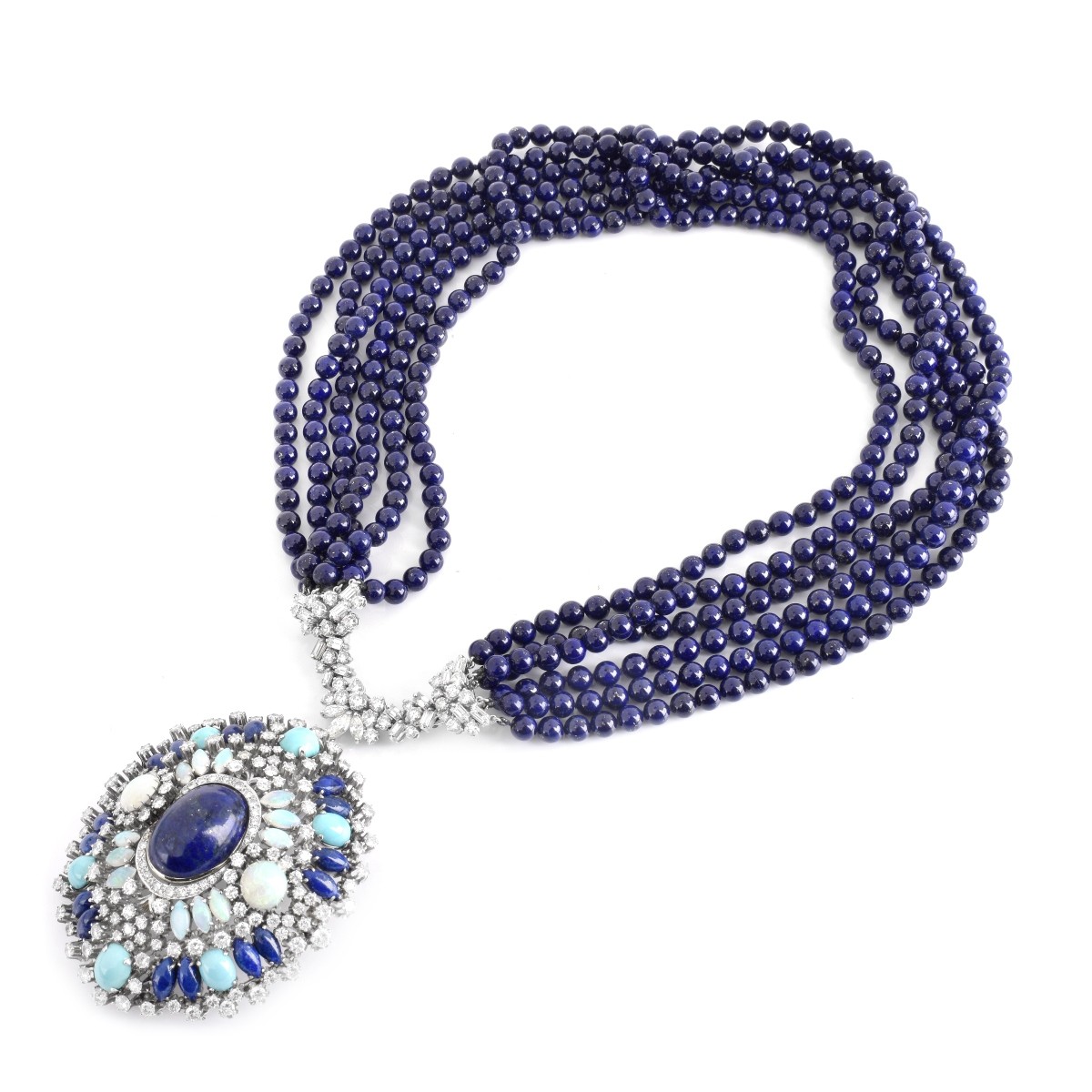 Vintage Diamond, Opal, Turquoise/Lapis Necklace
