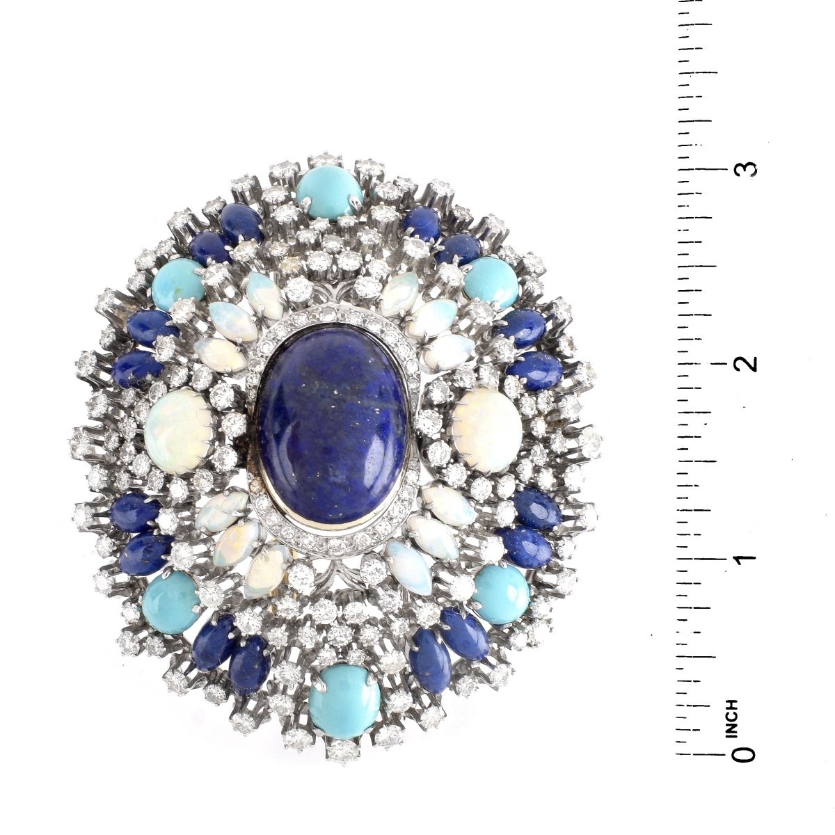 Vintage Diamond, Opal, Turquoise/Lapis Necklace