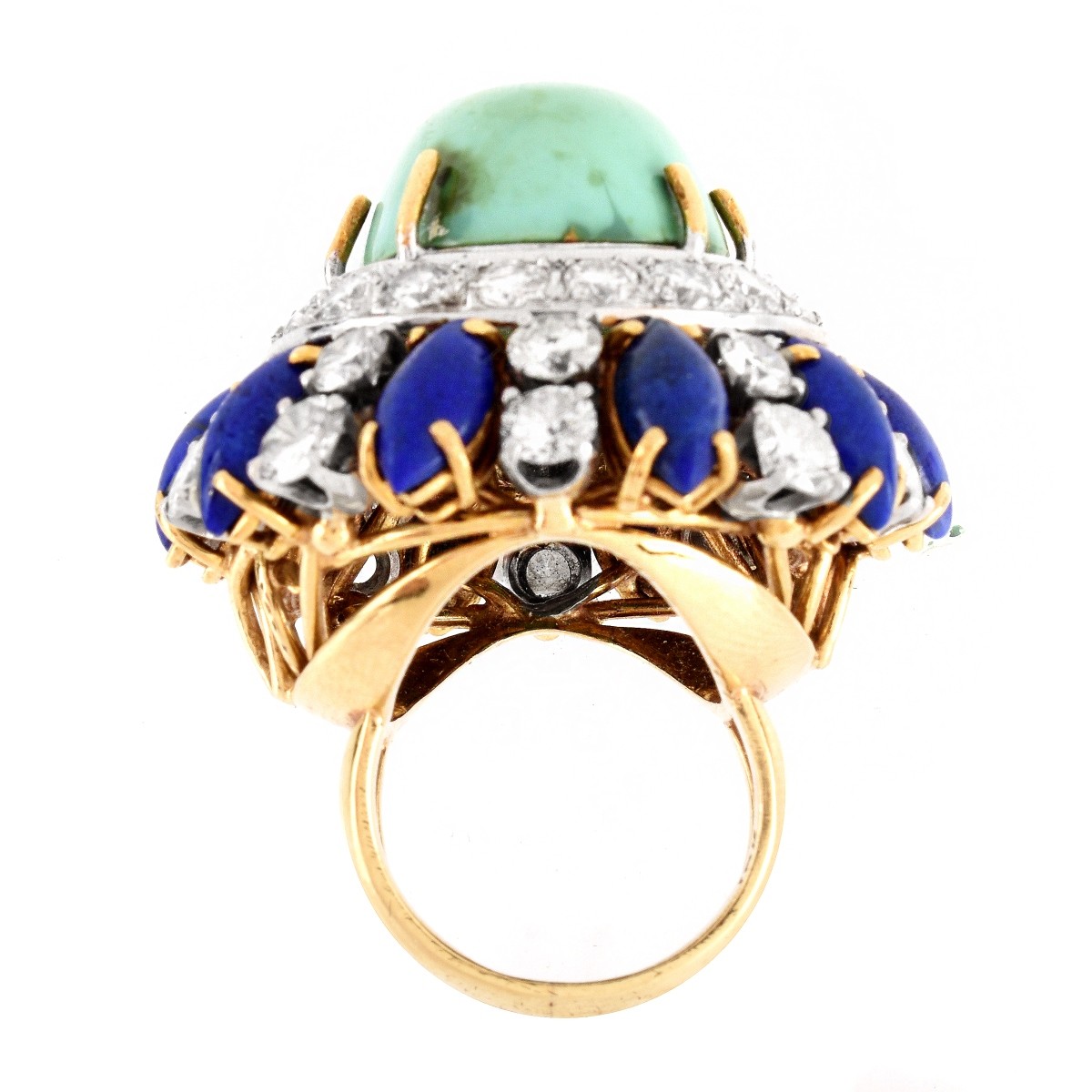 Vintage Diamond, Turquoise, Lapis 18K Ring