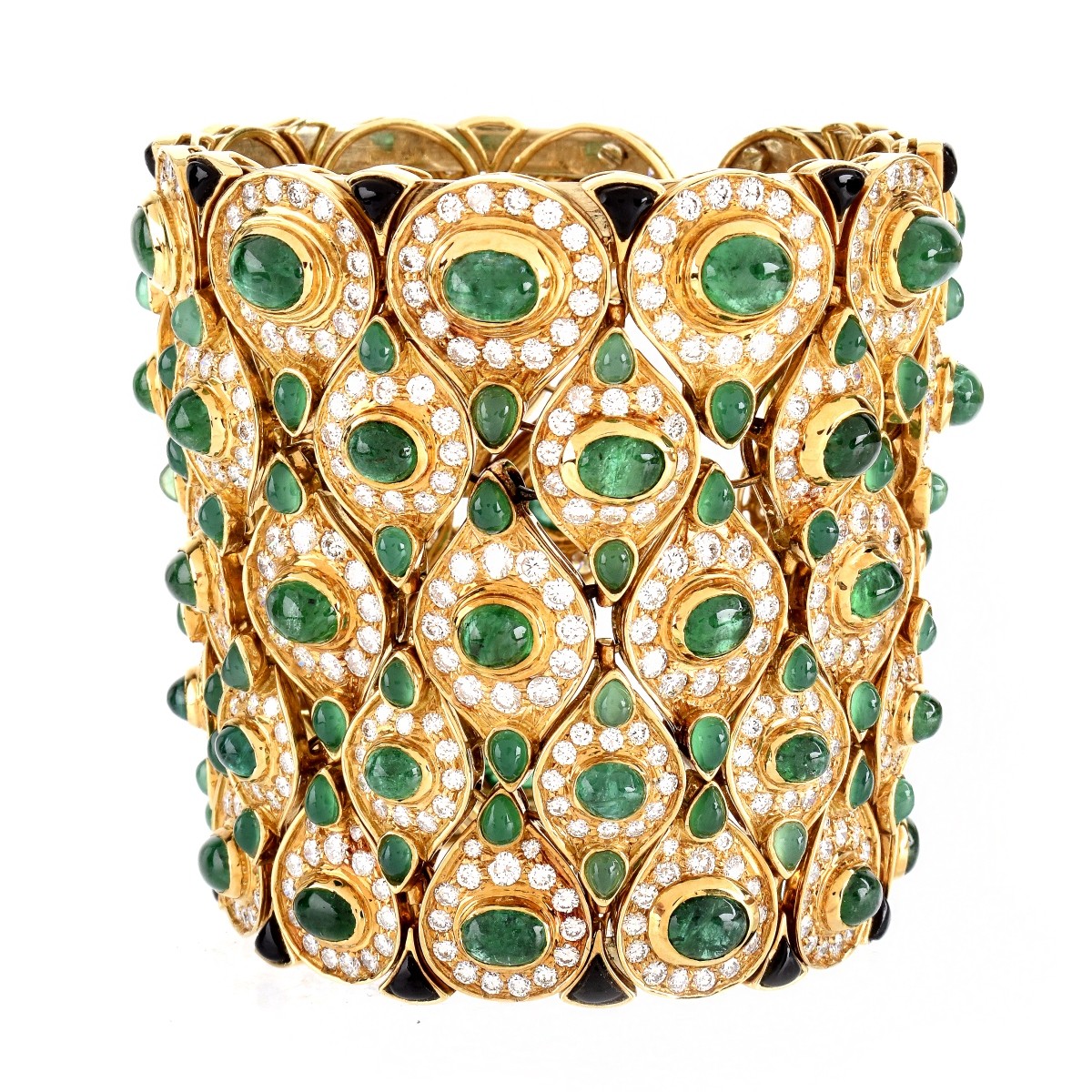 Exquisite Emerald, Diamond and 18K Cuff Bangle