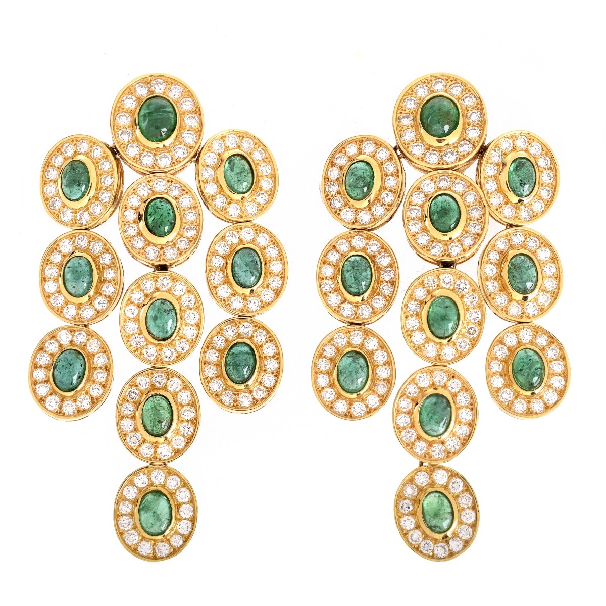 Emerald, Diamond and 18K Earrings