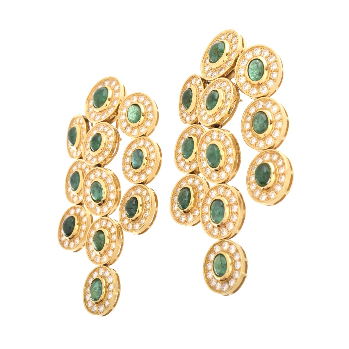 Emerald, Diamond and 18K Earrings