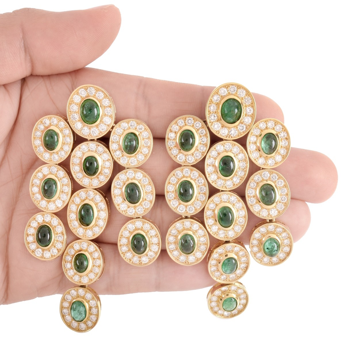 Emerald, Diamond and 18K Earrings